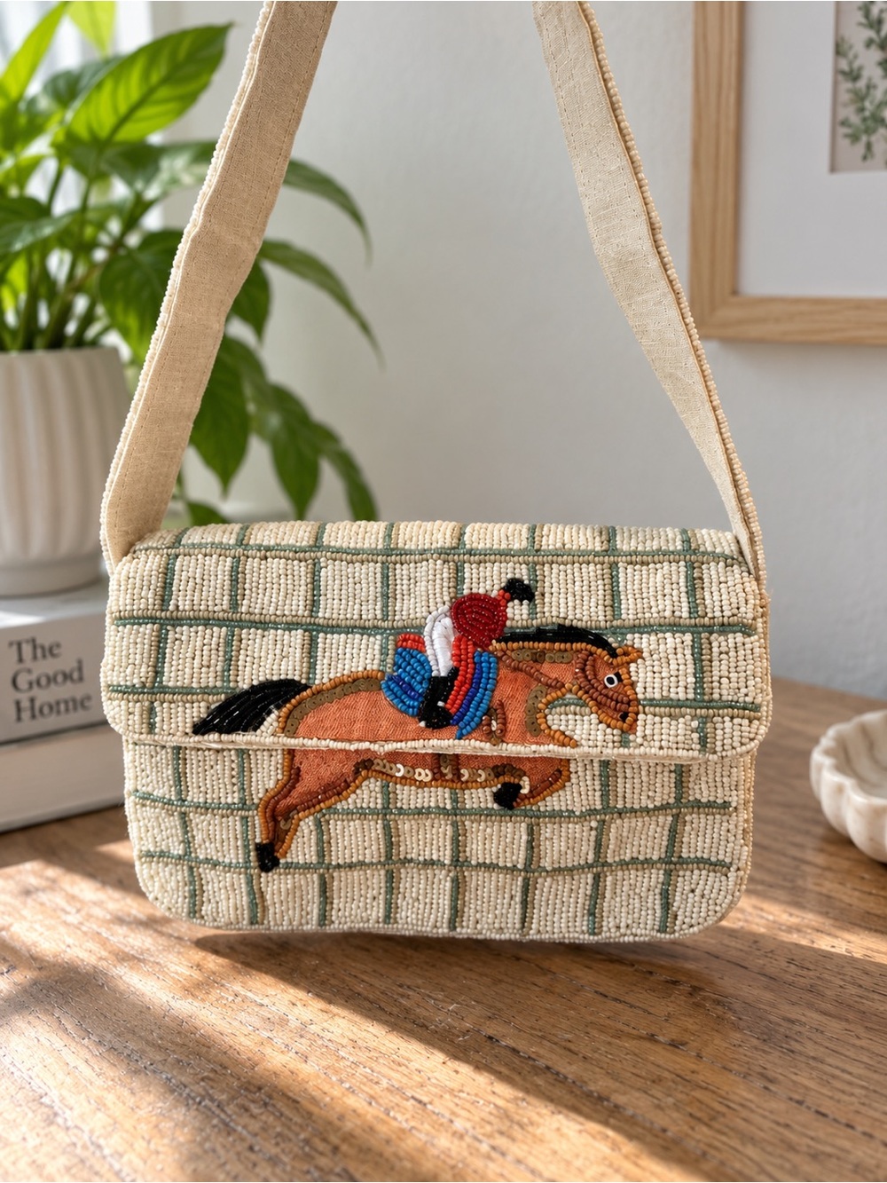 Viral Sol & Mer beaded Horse Racing Shoulder Bag